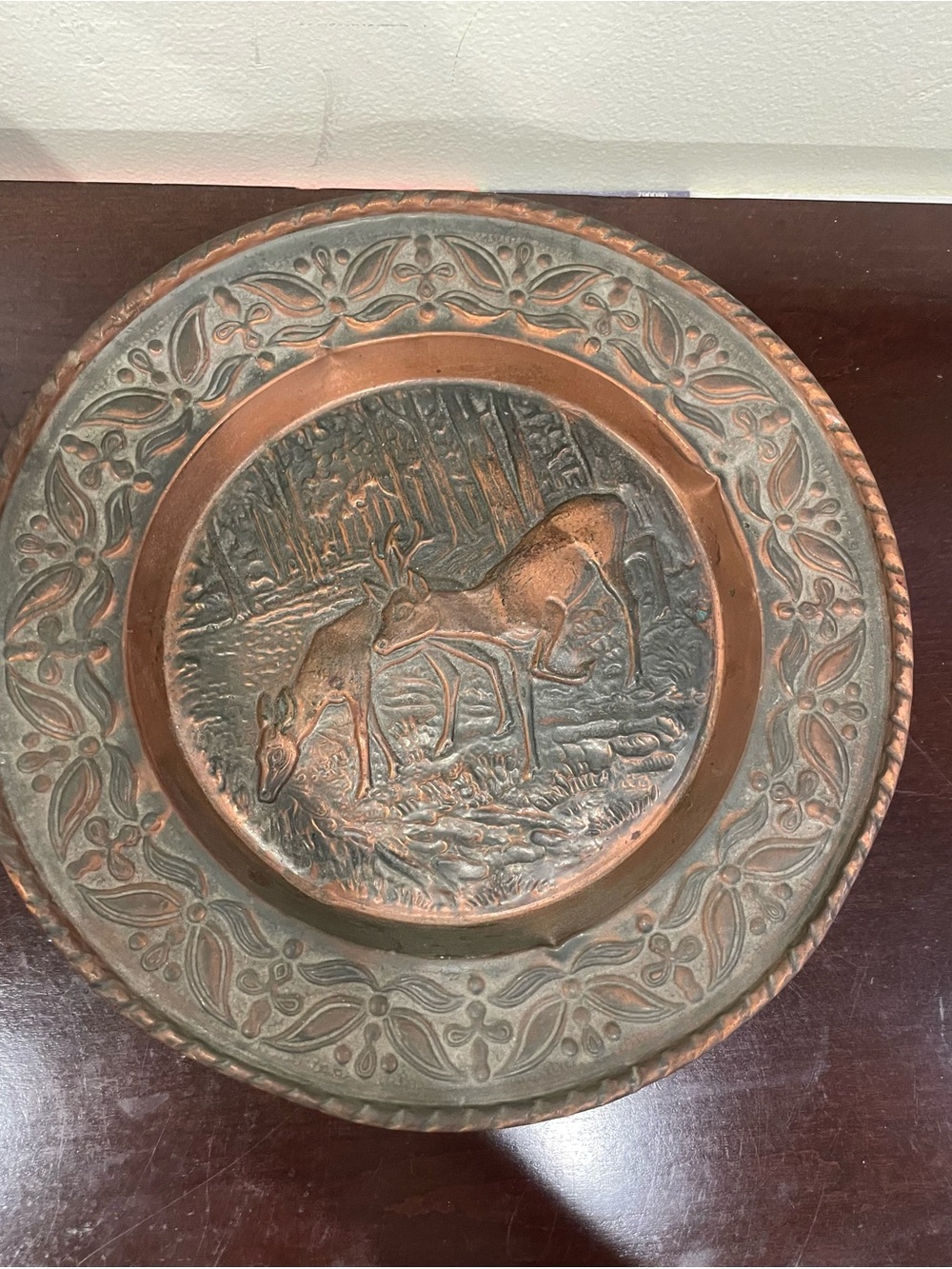 Decorative Copper-Toned Deer Wall Plate - Home Art